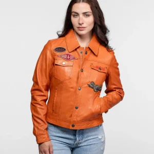 Asya - Veste cuir vintage femme