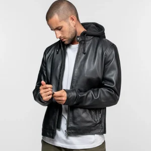 Shafter - Blouson cuir capuche