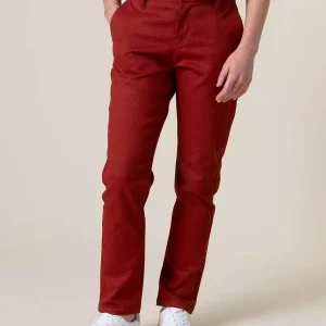 Pantalon chino ajusté en coton bio 263N filidenim flex coton bio uni · terracotta