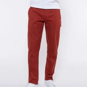 Pantalon chino ajusté en coton bio 163N filidenim flex coton bio uni · terracotta