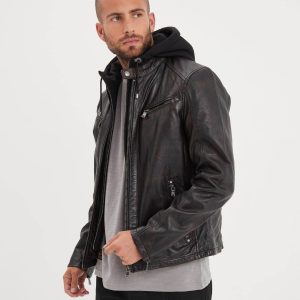 Winstoner - Blouson a capuche cuir