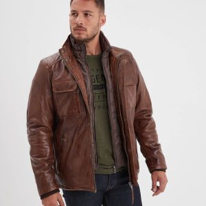 Crowell - Veste vintage cuir homme
