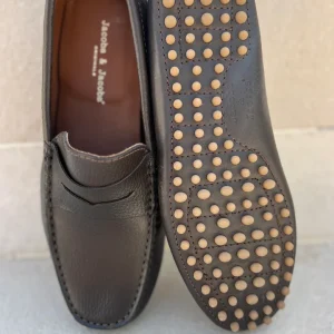 CALVI – Mocassins Bride Cuir – Homme – Marron