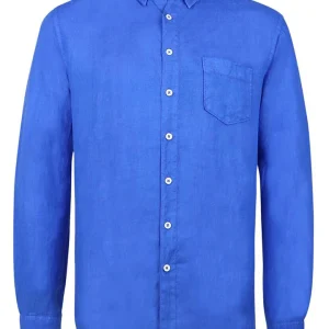 BAHAMAS – Big Size Chemise Lin Manches longues Grande Taille – Homme – Bleu Royal