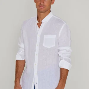 BARCLAY – Chemise Lin Manches longues Coupe droite – Homme – Blanc