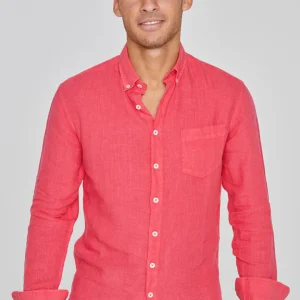 BARCLAY – Chemise Lin Manches longues Coupe droite – Homme – Fraise