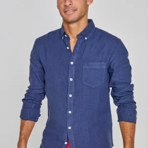 BARCLAY – Chemise Lin Manches longues Coupe droite – Homme – Bleu marine