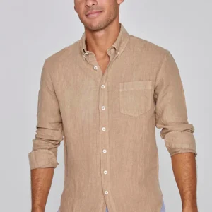 BARCLAY – Chemise Lin Manches longues Coupe droite – Homme – Havane
