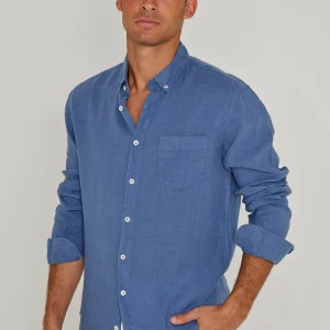 BARCLAY – Chemise Lin Manches longues Coupe droite – Homme – Bleu stone