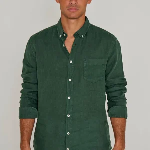BARCLAY – Chemise Lin Manches longues Coupe droite – Homme – Vert Forêt