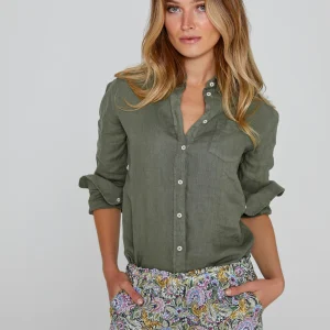 BARCLAYW – Chemise Lin Manches longues Coupe slim – Femme – Kaki