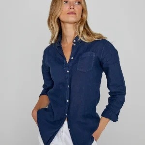 BARCLAYW – Chemise Lin Manches longues Coupe slim – Femme – Bleu Marine