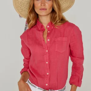 BARCLAYW – Chemise Lin Manches longues Coupe slim – Femme – Fraise