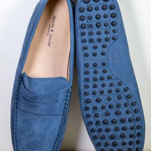 BONIFACIO – Mocassins Bride Nubuck – Homme – Bleu azur