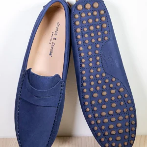 BONIFACIO – Mocassins Bride Nubuck – Homme – Bleu marine