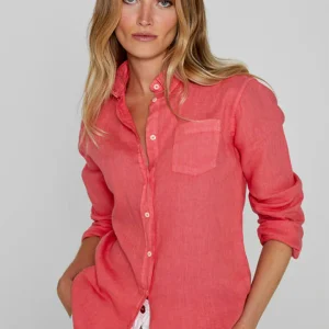 BARCLAYW – Chemise Lin Manches longues Coupe slim – Femme – Corail