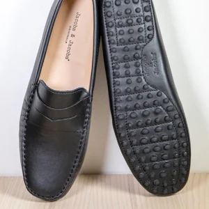 CALVI – Mocassins Bride Cuir – Homme – Noir