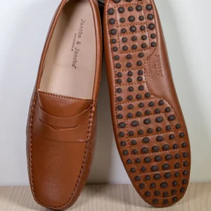 CALVI – Mocassins Bride Cuir – Homme – Cognac