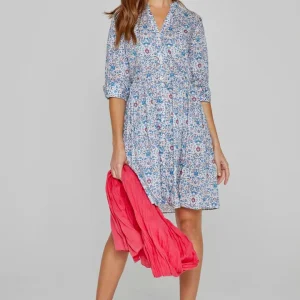 DAPHNÉ – Robe Liberty Manches 3/4 Taille ajustée Bas évasé – Femme – Palmeira 035C