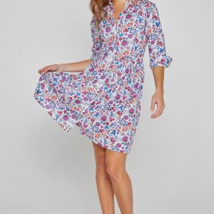 DAPHNÉ – Robe Liberty Manches 3/4 Taille ajustée Bas évasé – Femme – Mabelle 013K