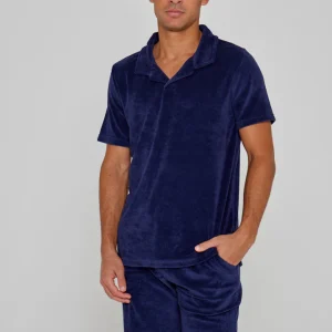 GINO – Polo Éponge Manches courtes Coupe droite – Homme – Bleu Marine