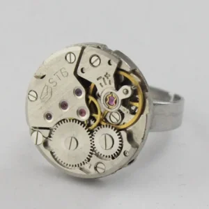 Bague Fleur Steampunk – Mécanisme de montre