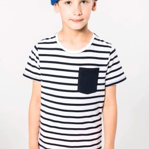 T-shirt rayé marin avec poche manches courtes enfant