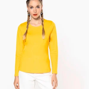 T-shirt col rond manches longues femme