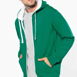 Sweat-shirt zippé capuche contrastée
