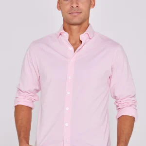 Kingston – Chemise Coton Jersey Élasthanne – Manches longues – Coupe droite – Homme – Rose