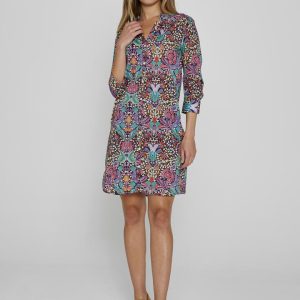 LAURALY – Robe Liberty Col Mao Manches 3/4 Coupe droite – Femme – Elm Housse 102A