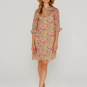 LAURALY – Robe Liberty Col Mao Manches 3/4 Coupe droite – Femme – Margaret Annie 037B