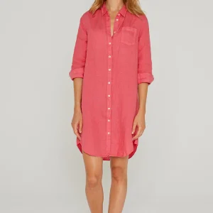 LAUREN – Tunique Lin Manches 3/4 Coupe évasée – Femme – Corail