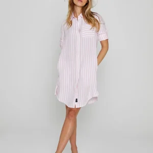 LAURENK – Tunique Lin Manches 3/4 Coupe évasée – Femme – Blanc/Rose