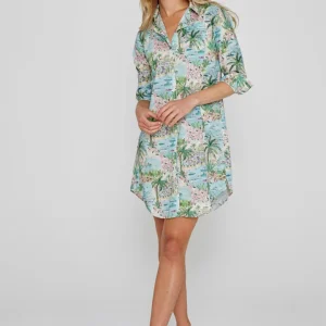 LAURENLY – Tunique Liberty Manches 3/4 Coupe évasée – Femme – Cape Vista 132B