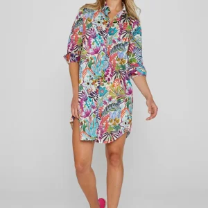 LAURENLY – Tunique Liberty Manches 3/4 Coupe évasée – Femme – Jungle Trip 101A