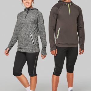 Sweat-shirt à capuche 1/4 zip sport unisexe