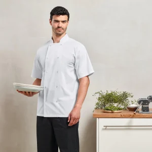 Veste de cuisine manches courtes à boutons pression