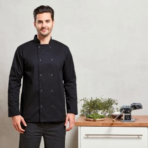 Veste de cuisine manches longues à boutons pression