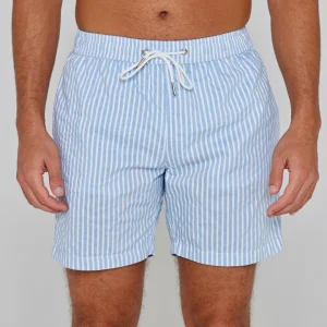 RICHMOND – Maillot De Bain Polyamide Rayé Coupe Droite – Homme – Bleu Ciel/Blanc