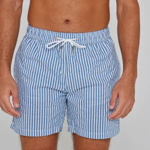 RICHMOND – Maillot De Bain Polyamide Rayé Coupe Droite – Homme – Marine/Blanc