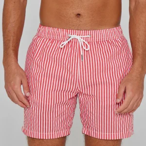 RICHMOND – Maillot De Bain Polyamide Rayé Coupe Droite – Homme – Rouge/Blanc