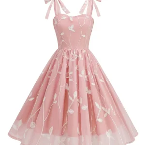 Robe Bretelles Nouées Brodée