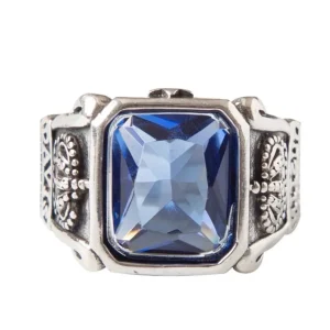 Bague Homme Pierre - Bleu Steampunk