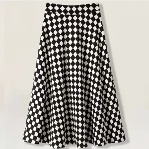 Jupe Noire et Blanche à Carreaux - Style Vichy