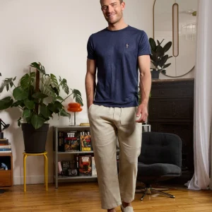T shirt en lin homme - bleu