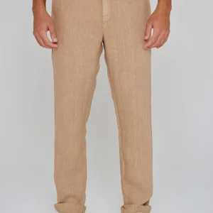 TANKER – Pantalon Lin Coupe Droite – Homme – Beige