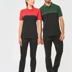 Polo bicolore écoresponsable manches courtes unisexe