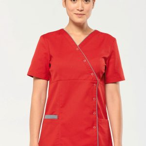 Blouse polycoton avec boutons-pression femme