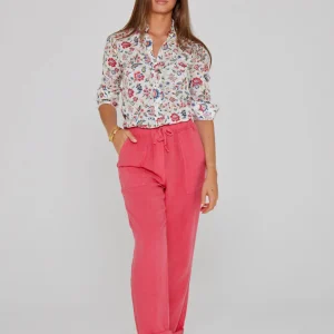 ZABOU – Pantalon Lin Coupe Droite – Femme – Fraise